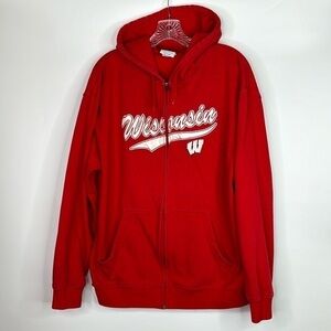 NCAA Wisconsin Badgers Full Zip Hooded Sweatshirt Size Large